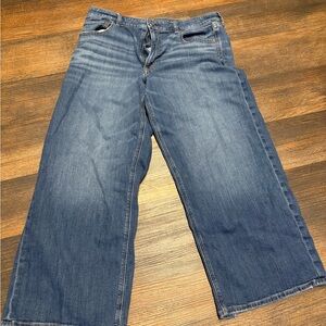 American Eagle Outfitters Wide-Leg Jeans in Faded Blue Denim